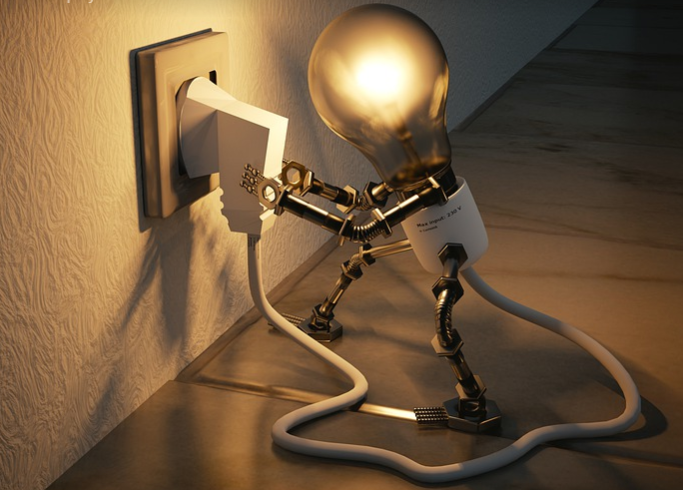 a lamp connecting itself